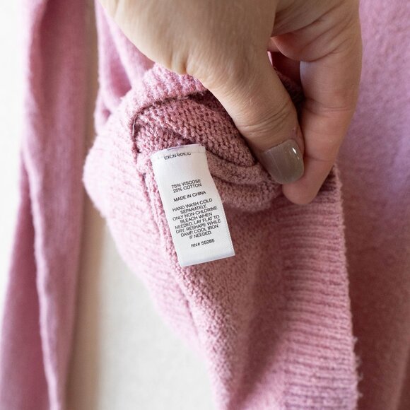 Express Sz Medium Dusty Pink Open Knit Back Sweater Long Sleeve Pullover - Picture 8 of 8